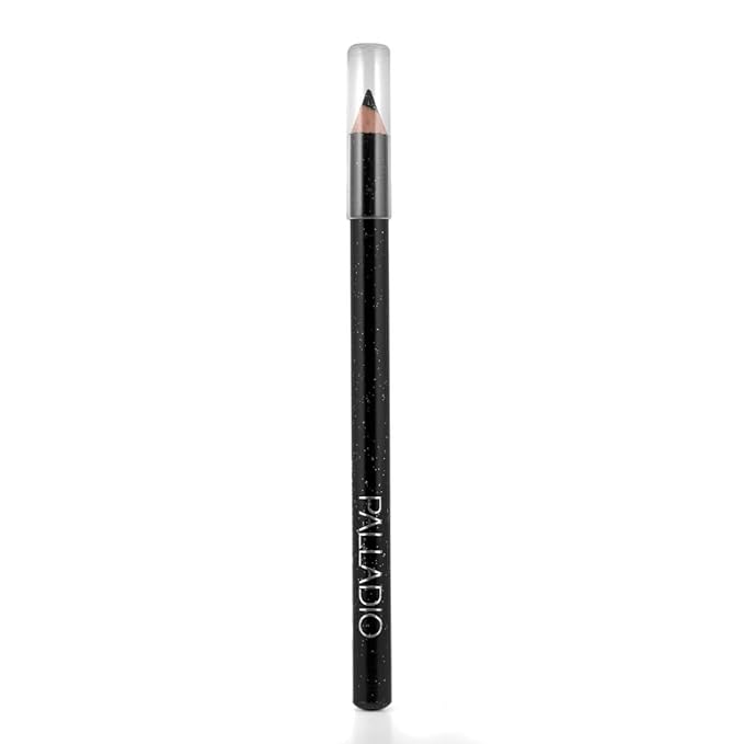 Palladio Glitter Eyeliner Pencil, Longlasting Creamy Cosmetic, Shimmer Eye Liner, Buttery Smooth Tip, Professional Makeup Glittery Pencil, Sharpenable, Black Sparkle