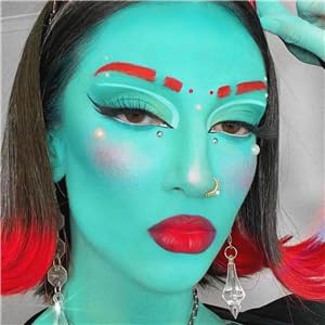 Go Ho Teal Face Body Paint Washable(2.37oz/pc),Water Based Cream Face Paint,Teal Body Paint for SFX Cosplay Costumes Festivals Halloween Makeup