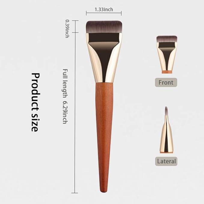 2 Count Flat Foundation Brush for Liquid makeup, Ultra Thin Face Makeup Flat Brush, Makeup Brush for Blending Mask Cream, Base Brush Tools(Orange &Orange)