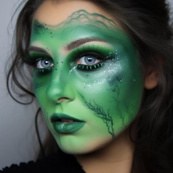 BOBISUKA Green Face Paint, Blendable Cream Body paint, Eye Black for Sports Baseball Softball Football, Face Painting Kit for Zombie, Monster, Camo, Witch Halloween Cosplay, Costume, Parties