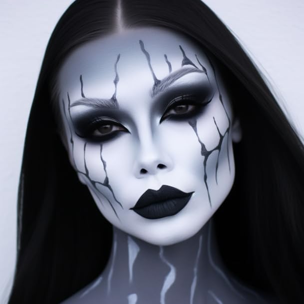 BOBISUKA Grey Face Paint, Oil-based Face Painting Kit for Grayscale Makeup, Cream Body Paint for Skull, Clown, Vampire Halloween Cosplay, Costume, Party, Stage, Theater, SFX Special Effect Makeup