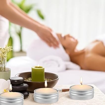 TUZAZO 48Pack 1/2 Oz Aluminum Tin Cans with Screw Lid and Labels, Refillable Travel Sized Cosmetic Containers Small Tins for Lip Balms, Salves, Lotion Bars, Candles