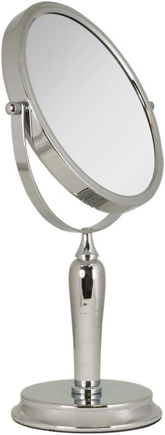 Zadro Anaheim 8.75” Round Non-Lighted Makeup Mirror 5X 1X Magnifying Makeup Mirrors Rotating Head Makeup Mirror for Desk