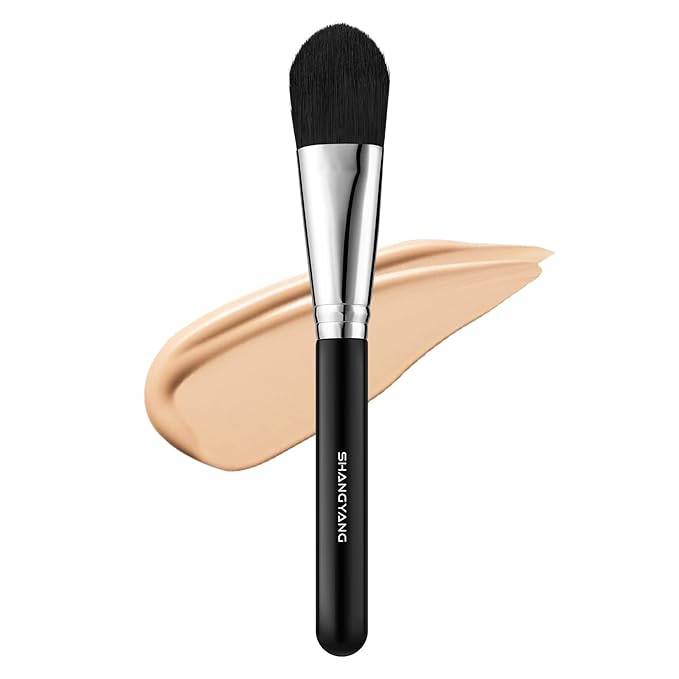 Foundation Brush for Liquid, Flat Foundation Makeup Brush for Liquid Cream Foundation Powder Buffing Blending Vegan Premium Face Cosmetic Makeup Tool
