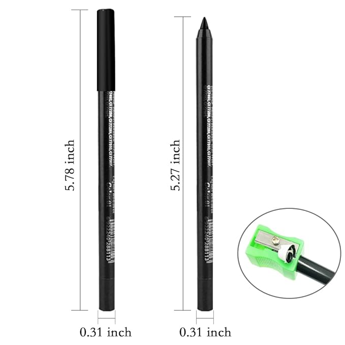 Kaely Gel Eyeliner Pencil for Women, Natural Black Eye Liner Waterproof Smudge Proof with Sharpener, Waterline Eye Makeup Liners, delineador de ojos contra el agua, Vegan & Cruelty-Free, 01