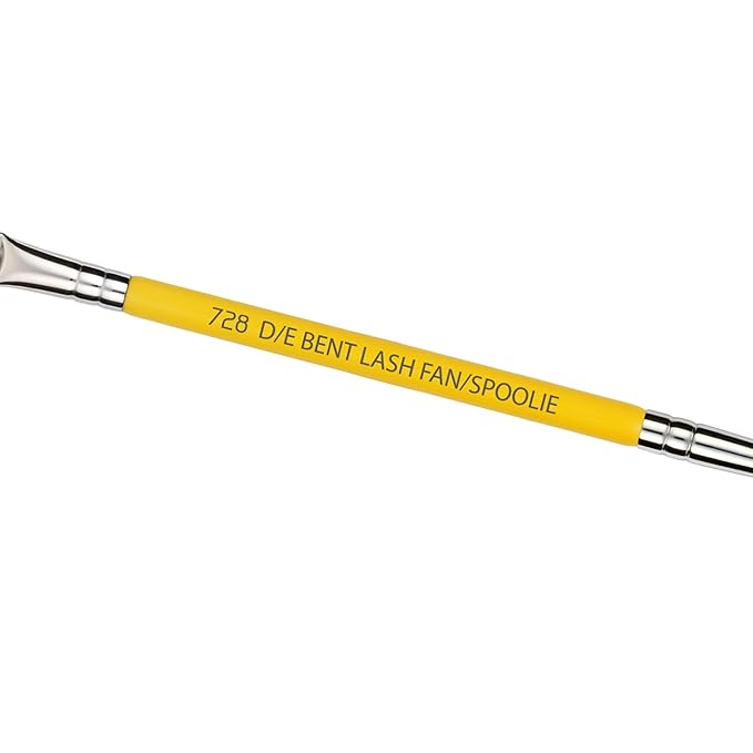 Bdellium Tools Professional Makeup Brush - Studio Series 728 Double-ended Bent Lash Fan/Spoolie - With All-Vegan Synthetic Fibers, For Achieving Clean, Clump-free Mascara Application (Yellow, 1pc)