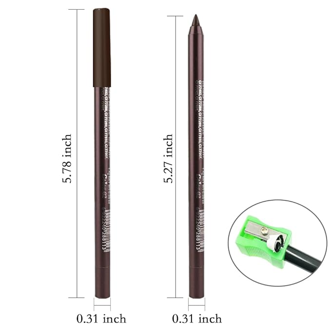 Kaely Gel Eyeliner Pencil for Women, Dark Brown Eye Liner Waterproof Smudge Proof with Sharpener, Waterline Eye Makeup Liners, delineador de ojos contra el agua, Vegan & Cruelty-Free, 02