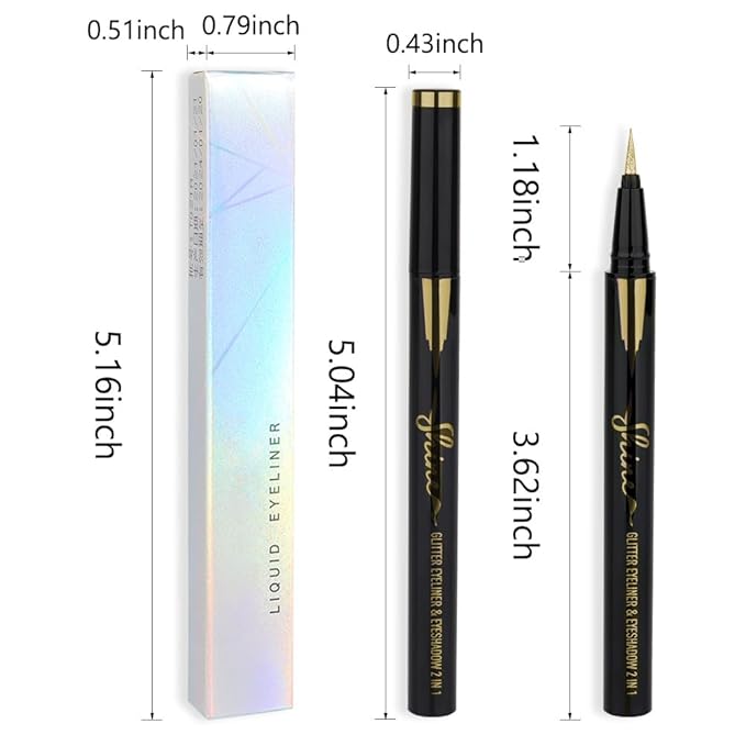 evpct 1Pcs Silver Glitter Liquid Eyeliner, Metallic Shimmer Light Silver Eyeliner Liquid Eye Liner Eyeshadow Pencil Face Body Glitter Makeup, Longwear Waterproof, Fake Eyelashes Mascara Accessories