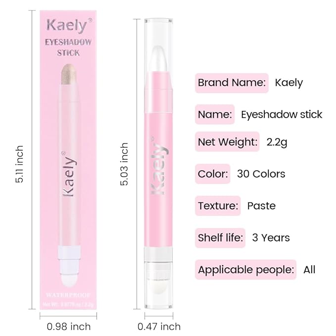 Kaely 2in1 Cream Eye Shadow Brightener Sticks, Pearl White Eyeliner Pencil Shimmer, Eyeshadow Applicator Stick Waterproof Pigmented, Eye Shadow Palette Highlighter Makeup, sombras para ojos, 01