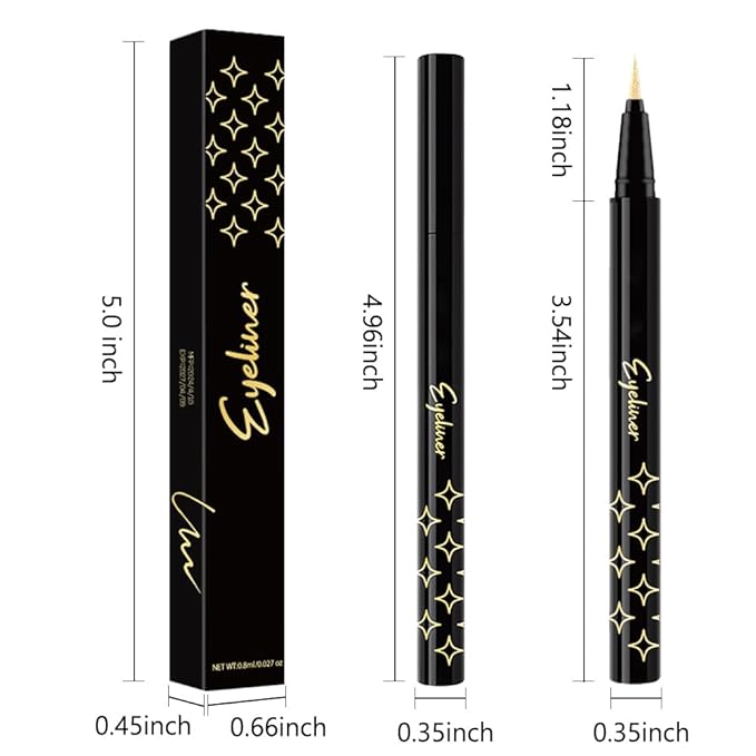 evpct 1Pcs Gold Liquid Eyeliner Makeup, Gold Glitter Metallic Shimmer Colored Eyeliner Liquid Eye Liner Eyeshadow Pencil Face Body Glitter Makeup, Longwear Waterproof, Fake Eyelashe Mascara Accessorie