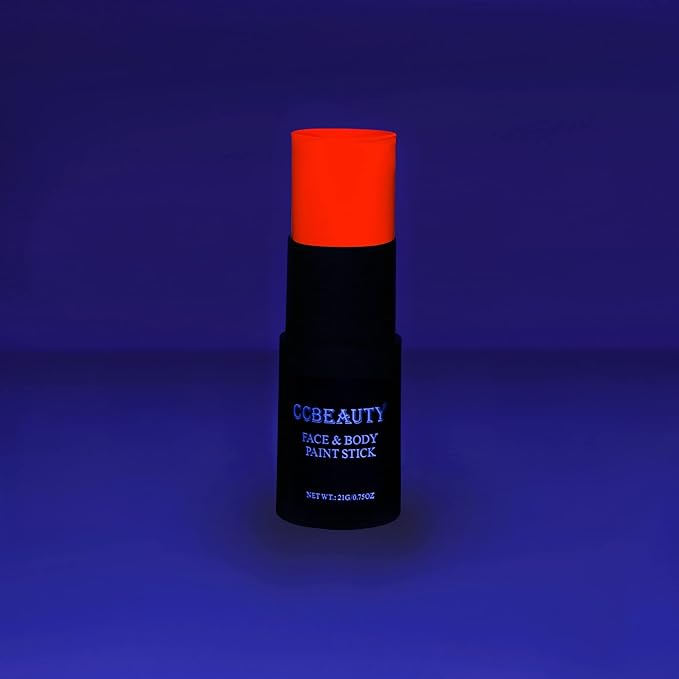 CCbeauty Neon Pink Face Paint Stick, UV Pink Face Painting Kit, Full Coverage SFX Makeup Foundation, Professional Non-Toxic Body Paint for Halloween Costume Cosplay Party, Glow In The Dark Makeup