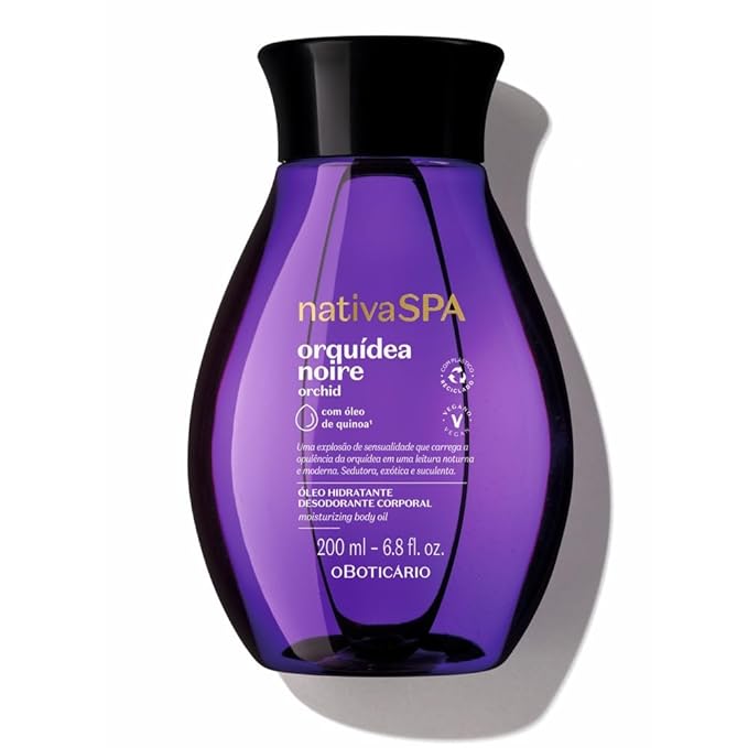 Nativa SPA by O Boticário, Orchid Noir Body Oil, Scented Moisturizer, Enriched with Purified Quinoa Drops to Boost Hydration, 6.8 Ounce (200ml)
