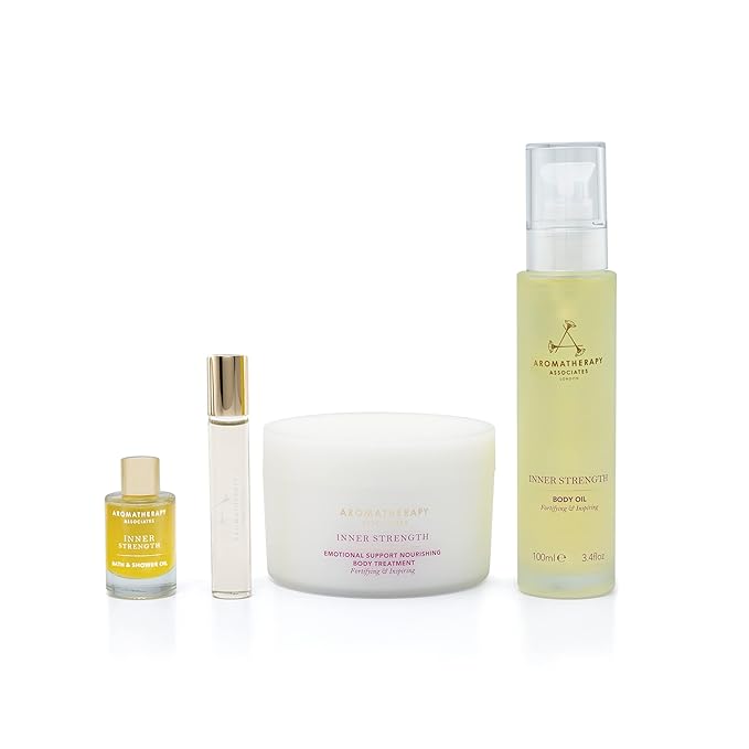 Aromatherapy Associates Moment of Comfort. Luxurious Gift Set Includes Inner Strength Bath and Shower Oil, Roller Ball, Body Oil, and Body Treatment (1 count)