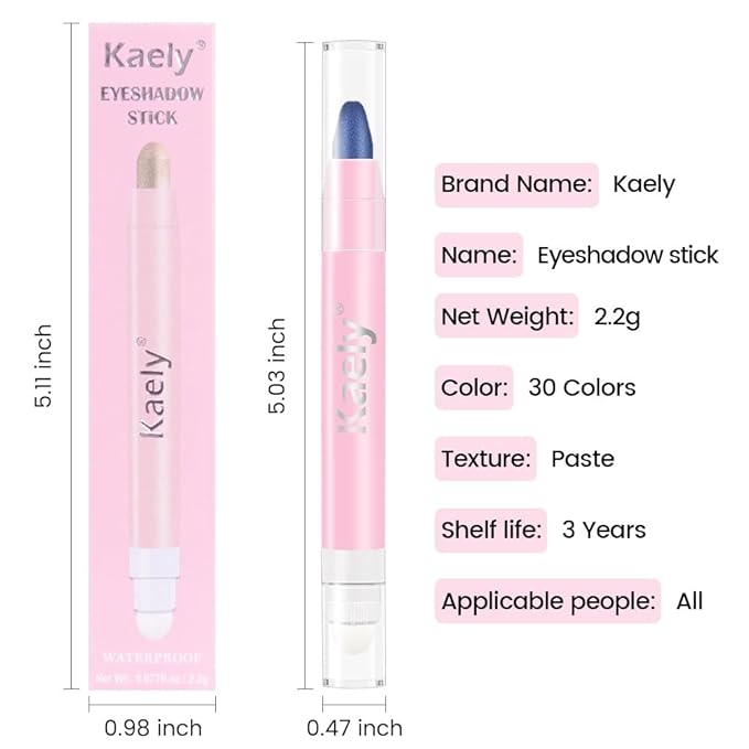 Kaely 2in1 Cream Eye Shadow Brightener Sticks for Eyes, Pencil Eyeshadow Applicator Stick Waterproof Pigmented, Eye Shadow Palette Highlighter Makeup, sombras para ojos, 31 Midnight Blue Shimmer