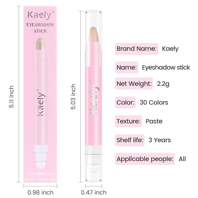 Kaely 2in1 Cream Eye Shadow Brightener Sticks for Eyes, Pencil Eyeshadow Applicator Stick Waterproof Pigmented, Eye Shadow Palette Highlighter Makeup, sombras para ojos, 28 Desert Matte