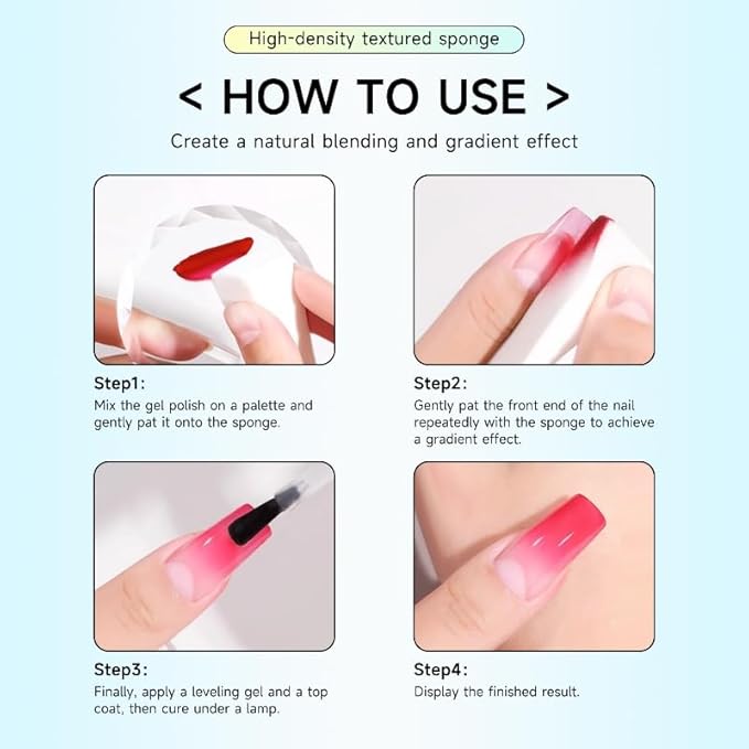 50Pcs Soft Nail Sponges for Ombre With Grabbing Pen Claw, Ombre Nail Brush Manicure Gradient Nail Art Tools Nail Art DIY Home Salon Ombre Nail Painting Sponges
