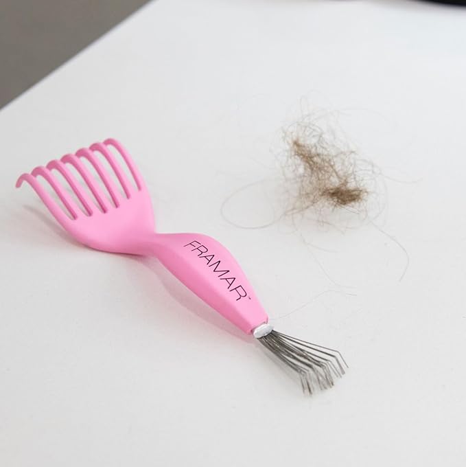 FRAMAR Premium Hair Brush Cleaner Tool – Hairbrush Cleaner Tool, Brush Cleaner Tool for All Types, Comb Cleaner – 2 in 1 Design Removes Hair & Build up Instantly – Pink