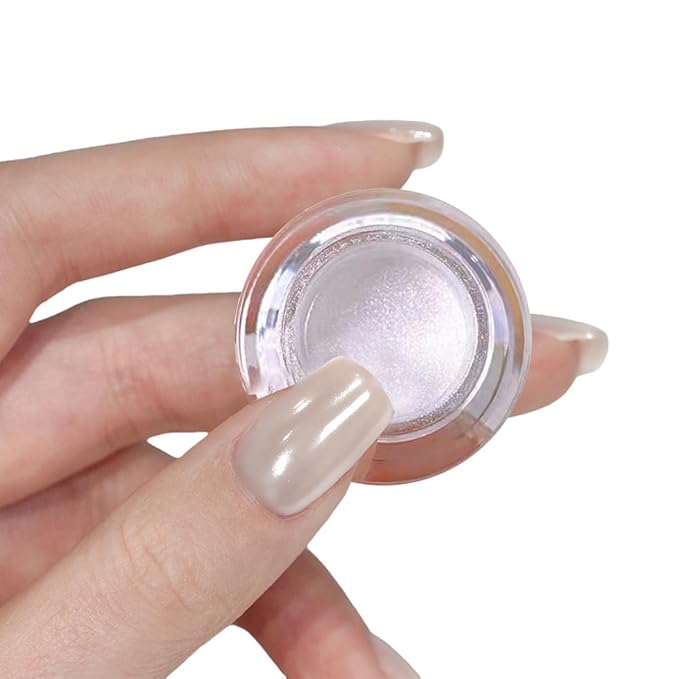 2Pcs Moonlight White Chrome Nail Powder, Magic Clear Pearlescent Mirror Effect Nail Glitter Powder, Pearl Chrome Pigment for Nail Art Decoration