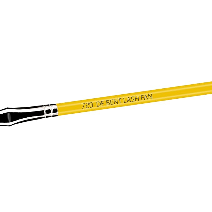 Bdellium Tools Professional Makeup Brush - Studio Series 729 Duo Fiber Bent Mascara Fan - With Soft Synthetic Fibers, For Applying Mascara (Yellow, 1pc)
