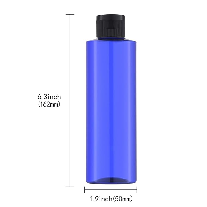 LISAPACK 8.3oz Travel Bottles with Flip Cap (4 Pcs) Empty Dispenser Container for Travel Size Cosmetics (250ml, Blue)