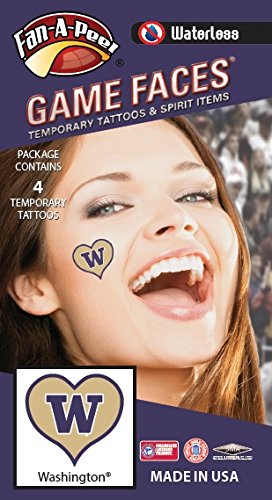 Washington Waterless Temporary Tattoos - Hypoallergenic Peel and Stick Waterproof Temporary Tattoos - Officially Licensed