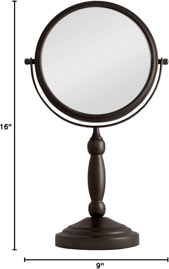 Zadro 9" W x 16" H Round Non-Lighted Makeup Mirror 10X 1X Magnifying Makeup Mirrors Rotating Head Makeup Mirror for Desk