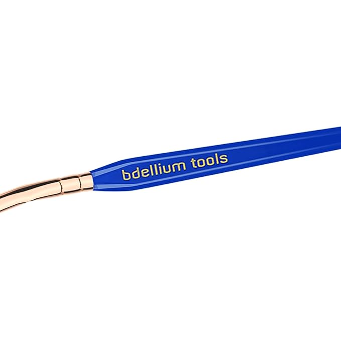 Bdellium Tools Professional Makeup Brush - Golden Triangle 728 Double-ended Bent Lash Fan/Spoolie - With All-Vegan Synthetic Fibers, For Achieving Clean, Clump-free Mascara Application (Blue, 1pc)
