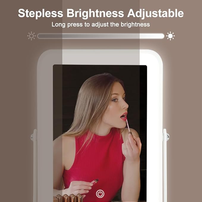 Rechargeable LED Vanity Mirror with Lights,11"×9" Small Desk Makeup Mirror with Lights,Smart Touch with 3-Color Lighting,Dimmable,for Birthday Gifts for Women,Home Dorm Decor
