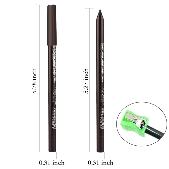 Kaely Gel Eyeliner Pencil for Women, Brown Eye Liner Waterproof Smudge Proof with Sharpener, Waterline Eye Makeup Liners, delineador de ojos contra el agua, Vegan & Cruelty-Free, 16
