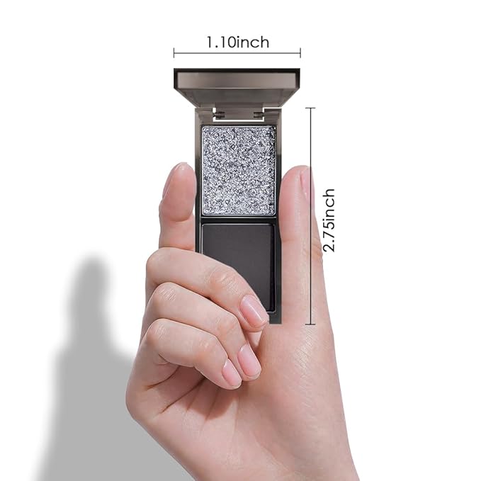 Gray Black Two Color Matte Shimmer Glitter Eyeshadow,Bright Eye Shadow Powder,Professional Long-Lasting Waterproof Makeup Palette,Blendable,Easy-To-Apply and Compact for Travel