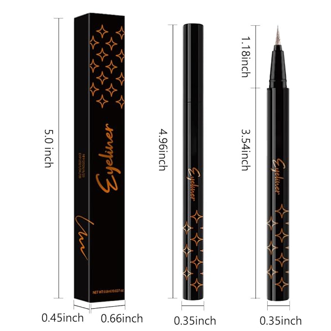 evpct 2Pcs Gold & Bronze Glitter Glittering Diamond Liquid Eyeliner Eye Makeup Pencil Set, Sparkle Shimmer Colored Eyeliner Pen Waterproof Smudge Proof Long Lasting High Pigmented