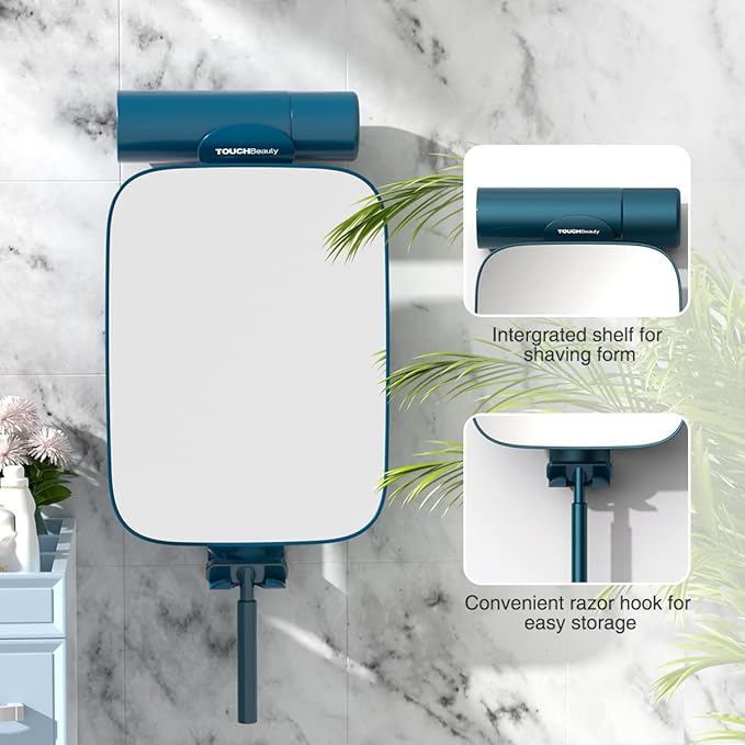 TOUCHBeauty Shower Mirrors for Men, 3X Magnification Shaving Mirror with Razor Holder, Bathroom Accessories for Men & Women 11" Size Version2.0