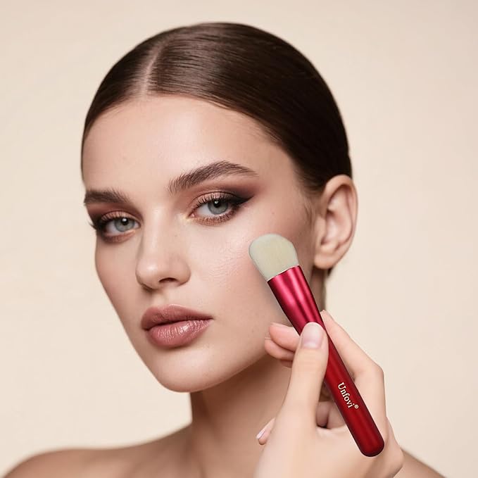 14-Piece Daily Makeup Brush Set - Essential Cosmetic Brushes Kit for Foundation, Concealer, Eyeshadow & Powder Blush, Professional Face Blending Brushes Kit for Women(Red)