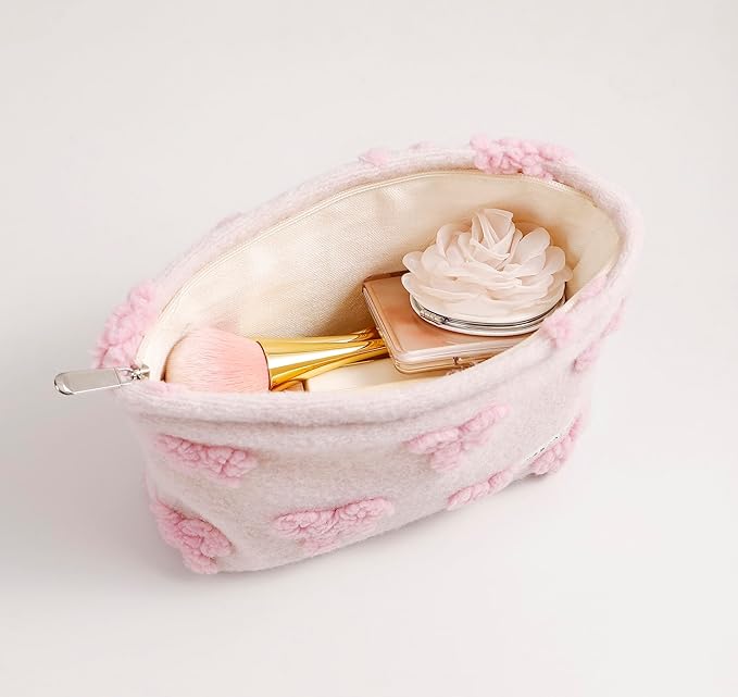 2 Pcs Makeup Bags, Large Cosmetic Bag Travel Toiletry Bag Organizer for Women, Plush Makeup Bag Small Cosmetic Pouch Purse with Zipper Gifts for Girls Teen