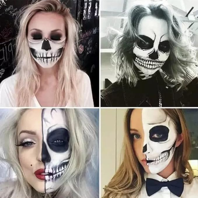 Go Ho 2 PCS Makeup Clown White and Black Cream-Blendable Stick - Eye Black&Face Body Paint Professional Halloween FX Makeup,Safe Facepaint Nose&Lip Smacking for Sports(White+Black)