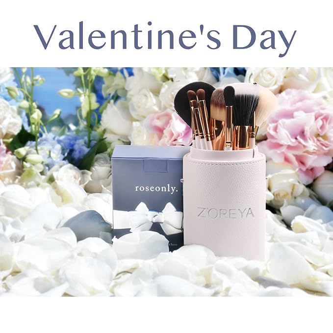 Z'OREYA Travel Makeup Brush Set White 12pcs Makeup Brushes Premium Synthetic Hair Professional Foundation Powder Contour Blush Cosmetic Eye Brush Sets With Holder