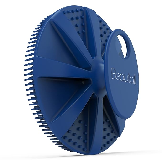 Silicone Body Scrubber, BEAUTAIL Shower Bath Scrubber, More Hygienic Than Traditional Loofah, Lather Nicely, Long Lasting, Gentle Exfoliating Brush for Women Men Baby Sensitive Skin, 1 Pack, Blue