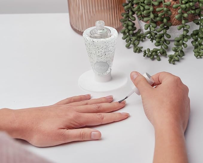 Tweexy Hinge Untippable Anti-Spill Nail Polish Holder | Smartgrip Suction Stand, Tilted for Fingernail Painting & Nail Art (Silver Sparkle)