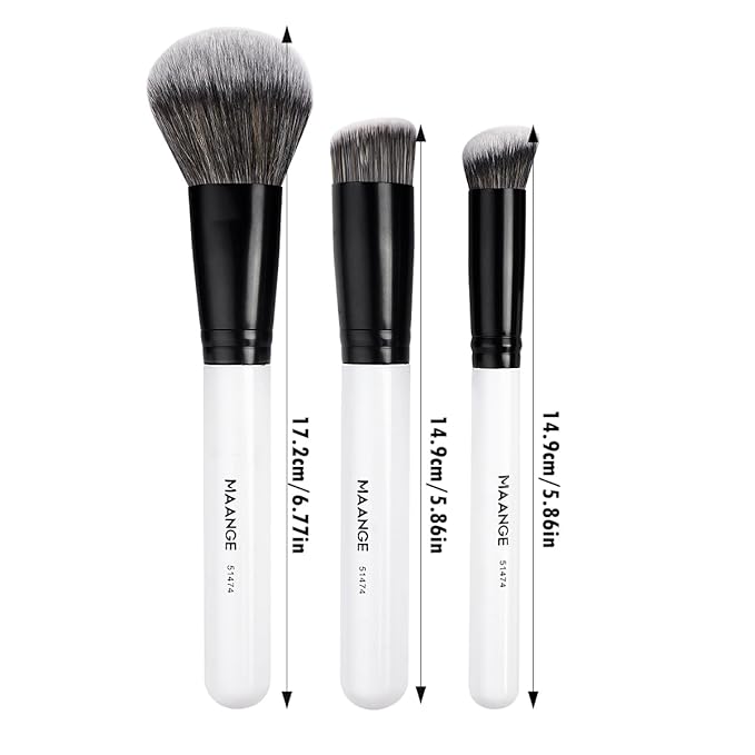 MAANGE 3 PCS Foundation Contour Conceal Brush Set, Makeup Brushes, Women‘s Blending Brushes, Professional Face Brush Set Tools, for Blending Setting Buffing with Liquid, Cream and Powder Cosmetic