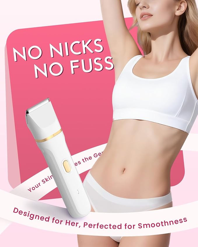 Bikini Trimmer for Women - 5 in 1 Electric Razors for Ladys Pubic Facial Nose Body Leg Hair Removal, Waterproof Electric Shaver for Women Private Area Sensitive Skin, Personal Hair Trimmer