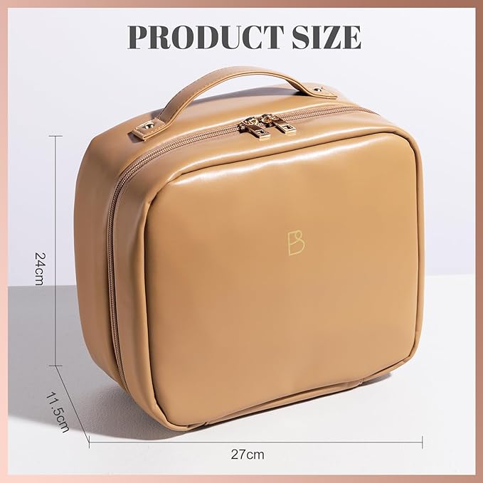 BS-MALL XL Makeup Case – Premium Makeup Bag with Soft Leather, Waterproof and Durable for Long-Term Use