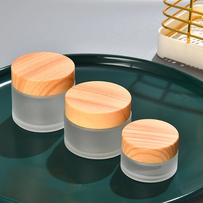 6pcs Glass Cosmetic Containers, Frosted Glass Bottle,Portable Cosmetic Container with lids,Reusable Small Empty Bottle for Lotion Cream Scrub(10ml)