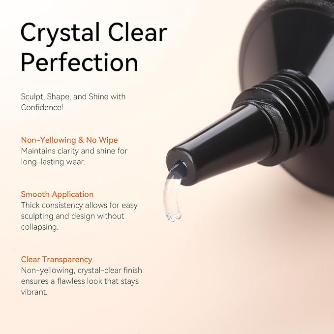 Makartt 3D Gel Nail Art, Sculpting Gel Glue for Drawing, Molding, Sculpture, Gems and Decoration, No Wipe Clear Gel Polish for DIY Nail Designs, 15g