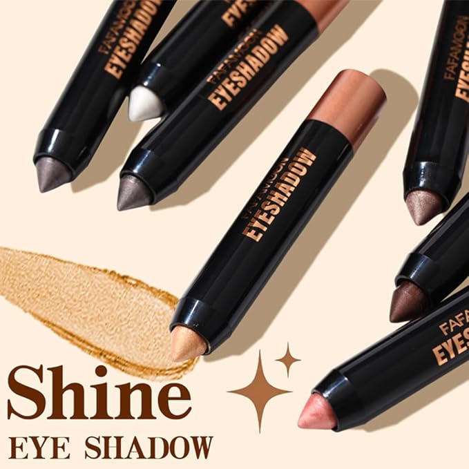 Monochrome Cream Glitter-Shimmer Eye Shadow Stick Palette makeup | 2-in-1 Eyeshadow & Eyeliner Pencil for Women | Waterproof, Vegan & Cruelty-Free | Sombras Para Ojos | 06 Shimmer Dark Brown