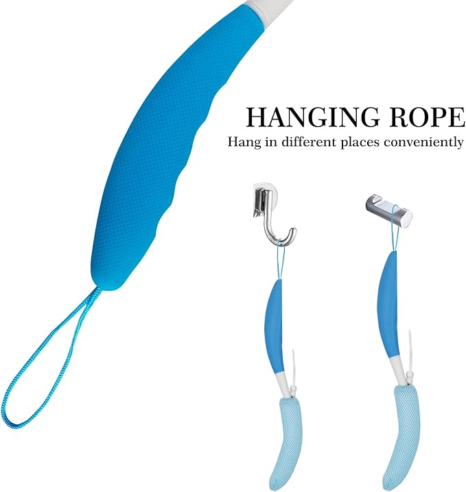 Long-Handle Back Bath Brush, with Anti-Slip Long-Handle Back Scrub net, is Used for Auxiliary Bath and Shower for The Elderly and People with Limited Activities (Blue-White)