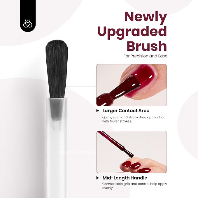 Beetles Dark Red Gel Nail Polish - 15ML Maroon Red Translucent Sheer Jelly Nail Polish Soak Off UV Lamp Colorful Bottle Gel Nail Art Salon DIY Home Manicure Gift for Women