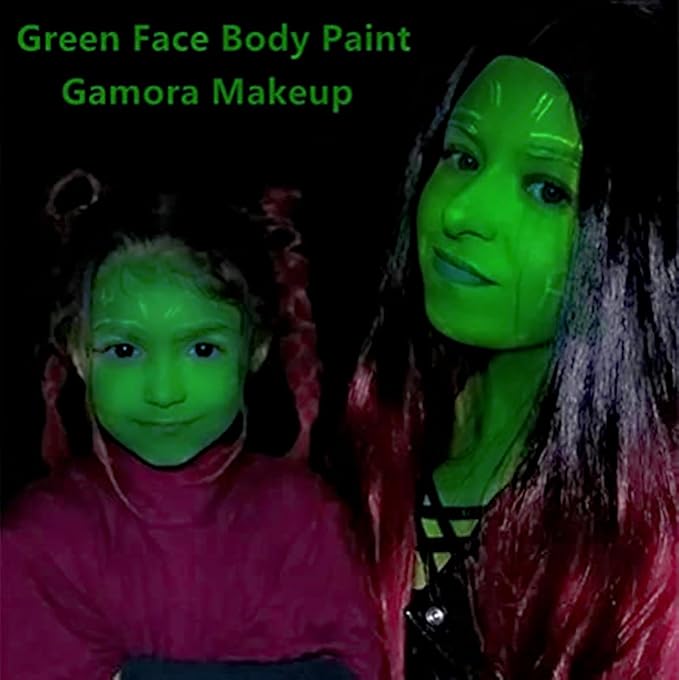 Go Ho Green Face Body Paint Washable (2.37oz/pc),Cream Green Face Paint,Full-coverage Body Paint for Halloween Costumes Camouflage Hunting Witch Gamora Hulk Cosplay Makeup