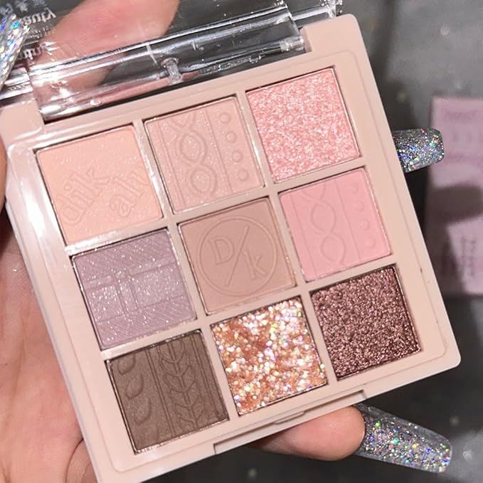 9Colors Eye Shadow Palette Makeup,Pink Rose Gold Purple Mauve Neutral Travel Eyeshadow Palette Long Lasting Waterproof Naturing-Looking Eyeshadow Palette Travel Size Gift Kit