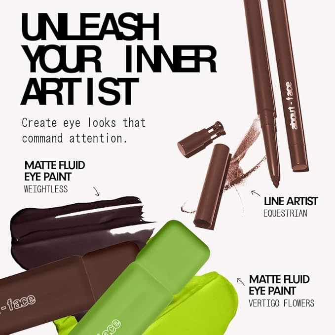 aboutface Matte Fluid Eye Paint Vertigo Flowers – High-Pigment Liquid Eyeshadow, Long-Lasting, No-Budge Matte Finish, Vegan & Cruelty-Free (Bright Green)