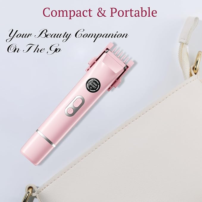 Dermave Bikini Shaver, 4-in-1 Bikini Trimmer for Women, Electric Razors with Dual Heads, Cordless Body Hair Trimmer, Rechargeable Pubic Hair Trimmer for Legs Body Facial Hair, Ceramic Blade